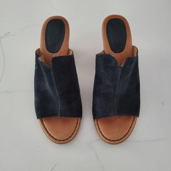 Born Women's Sandals Size 8M Black Suede Mules Block Heel Slip-On Boho Casual - Picture 3 of 9